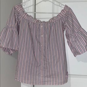 ABERCROMBIE & FITCH STRIPED OF THE SHOULDER SHIRT
